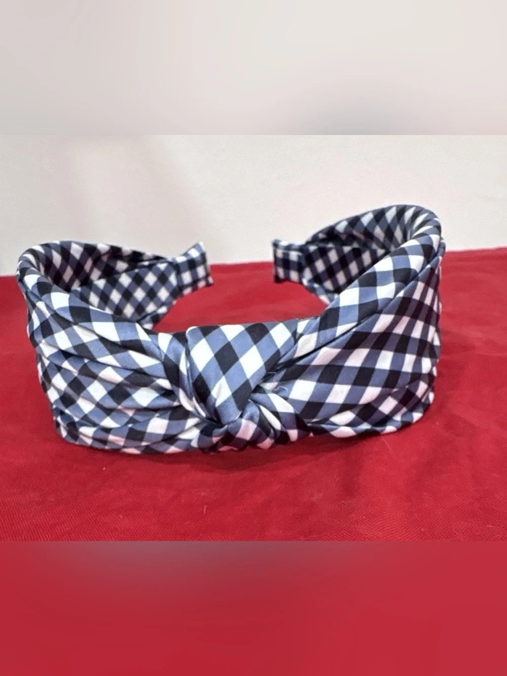 Black & White Gingham Knot Headband - Women Accessories